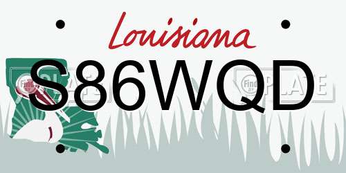 S86WQD Louisiana License Plate