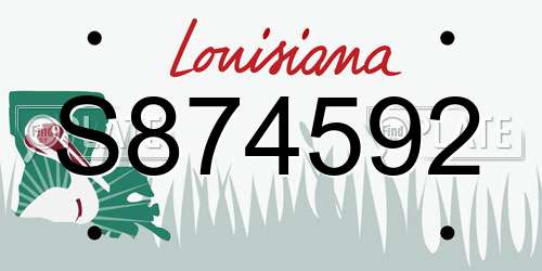 S874592 Louisiana License Plate
