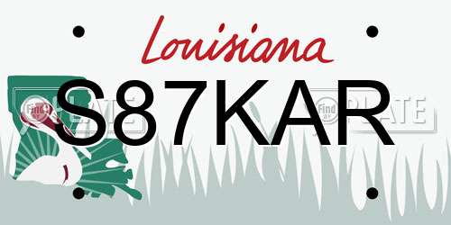 S87KAR Louisiana License Plate