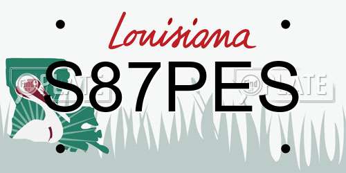 S87PES Louisiana License Plate
