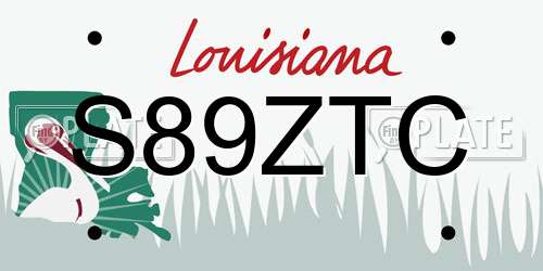 S89ZTC Louisiana License Plate