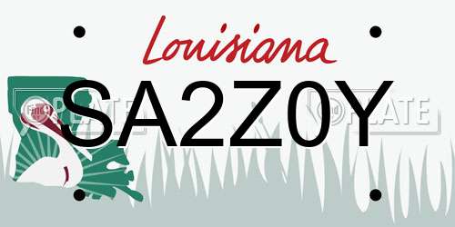 SA2Z0Y Louisiana License Plate