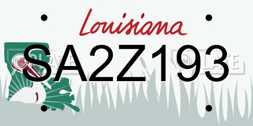 SA2Z193 Louisiana License Plate