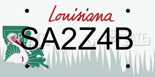 SA2Z4B Louisiana License Plate