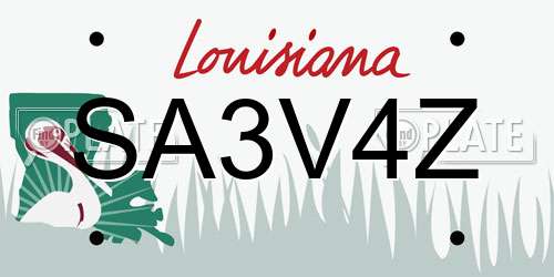 SA3V4Z Louisiana License Plate