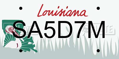 SA5D7M Louisiana License Plate