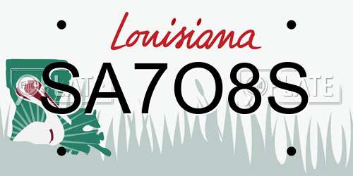 SA7O8S Louisiana License Plate