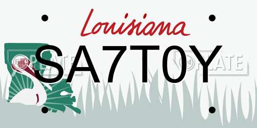 SA7T0Y Louisiana License Plate