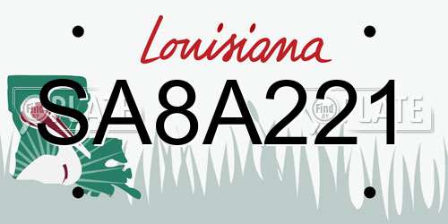 SA8A221 Louisiana License Plate