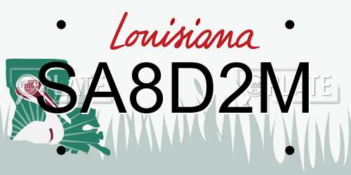 SA8D2M Louisiana License Plate
