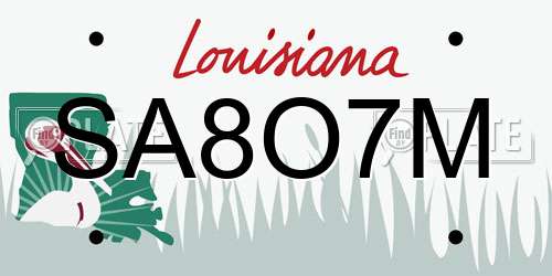 SA8O7M Louisiana License Plate