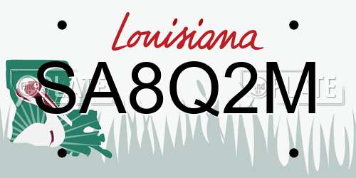 SA8Q2M Louisiana License Plate