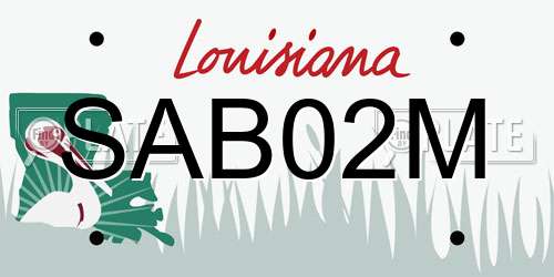 SAB02M Louisiana License Plate
