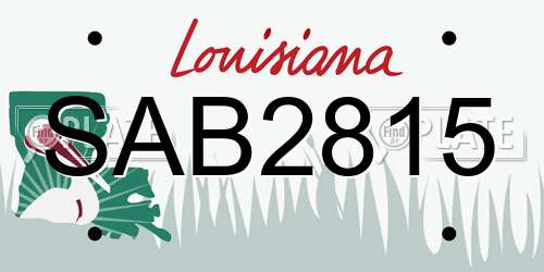 SAB2815 Louisiana License Plate