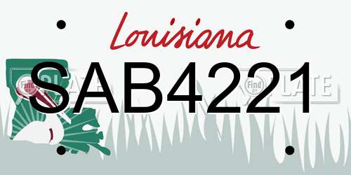 SAB4221 Louisiana License Plate