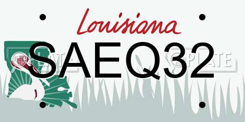 SAEQ32 Louisiana License Plate