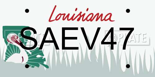 SAEV47 Louisiana License Plate