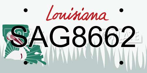 SAG8662 Louisiana License Plate