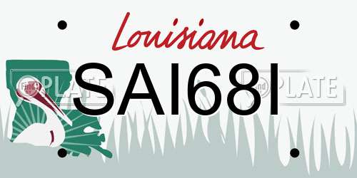 SAI68I Louisiana License Plate