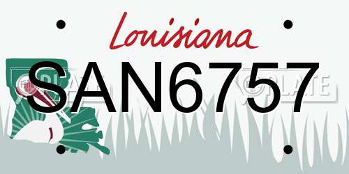 SAN6757 Louisiana License Plate