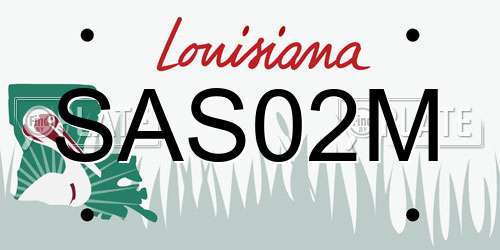 SAS02M Louisiana License Plate