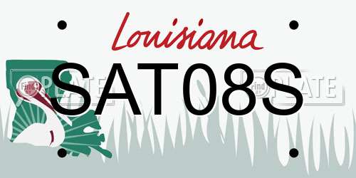 SAT08S Louisiana License Plate