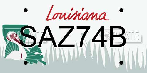 SAZ74B Louisiana License Plate