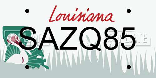 SAZQ85 Louisiana License Plate