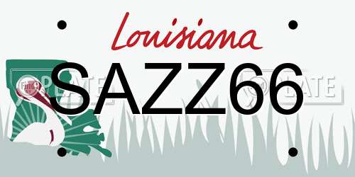 SAZZ66 Louisiana License Plate