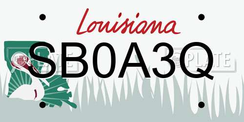 SB0A3Q Louisiana License Plate