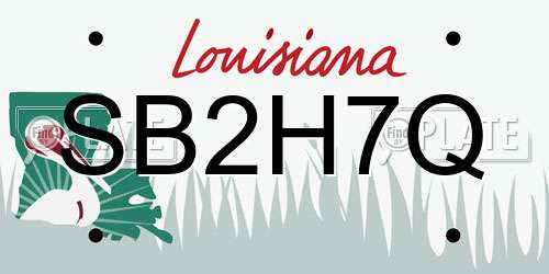 SB2H7Q Louisiana License Plate