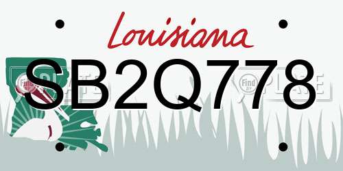 SB2Q778 Louisiana License Plate
