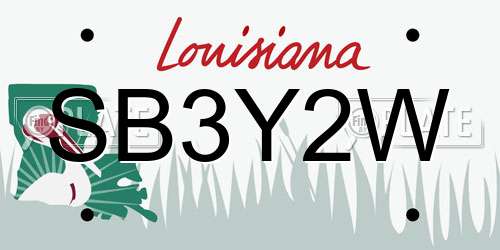 SB3Y2W Louisiana License Plate