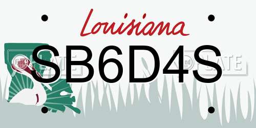 SB6D4S Louisiana License Plate