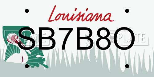 SB7B8O Louisiana License Plate