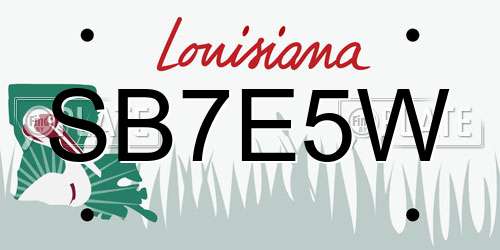 SB7E5W Louisiana License Plate