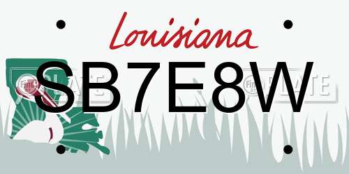 SB7E8W Louisiana License Plate