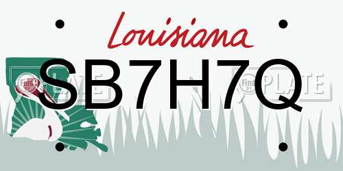 SB7H7Q Louisiana License Plate