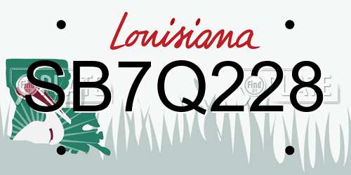SB7Q228 Louisiana License Plate
