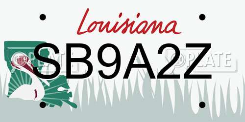 SB9A2Z Louisiana License Plate