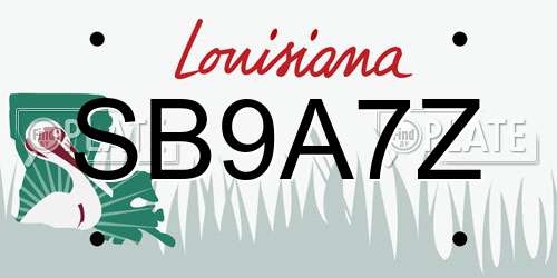 SB9A7Z Louisiana License Plate