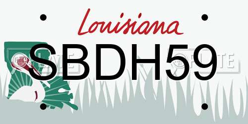 SBDH59 Louisiana License Plate