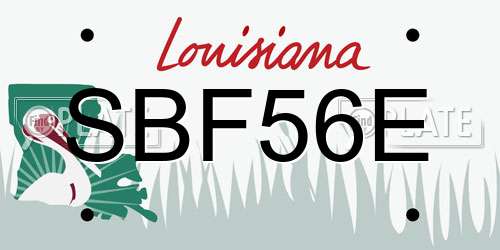 SBF56E Louisiana License Plate