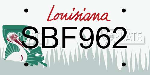 SBF962 Louisiana License Plate