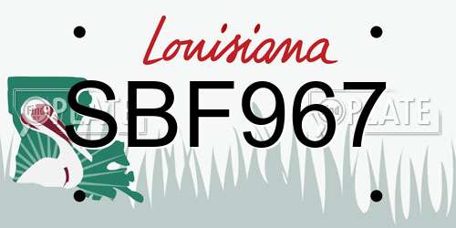 SBF967 Louisiana License Plate
