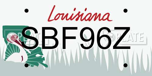 SBF96Z Louisiana License Plate