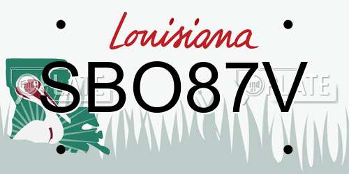 SBO87V Louisiana License Plate