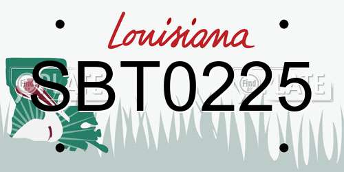SBT0225 Louisiana License Plate
