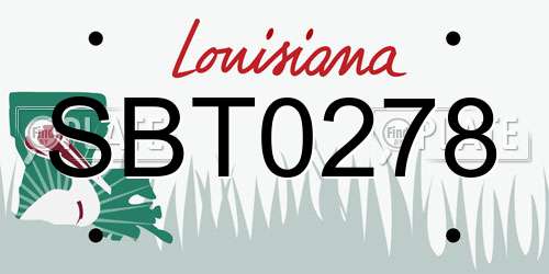 SBT0278 Louisiana License Plate