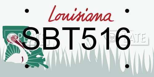 SBT516 Louisiana License Plate